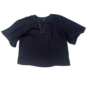 Investments Black Blouse with Stud Accents